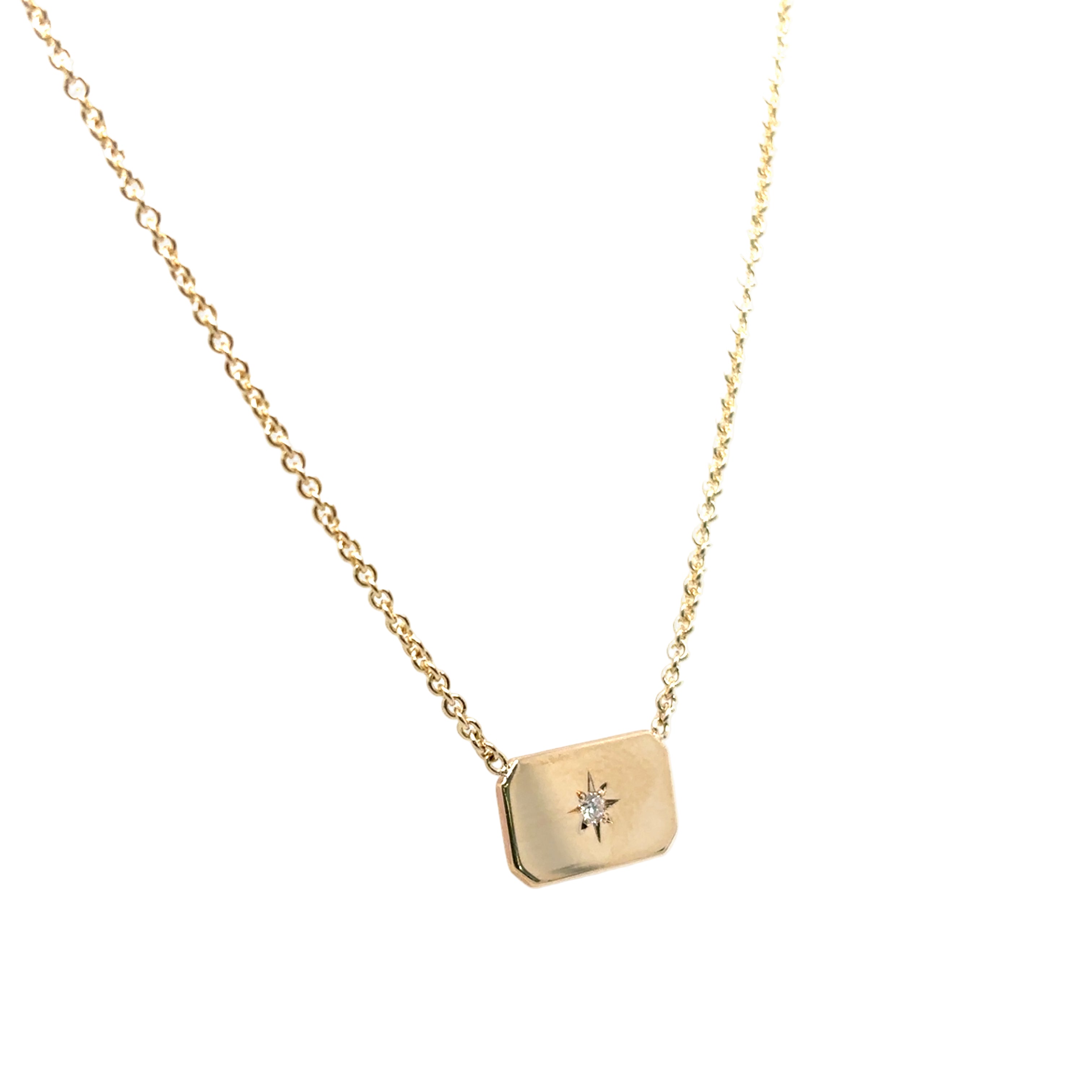 Zoë Chicco 14k Horizontal Star Set Diamond Dog Tag Necklace