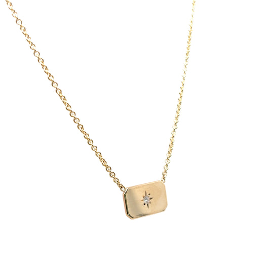 Zoë Chicco 14k Horizontal Star Set Diamond Dog Tag Necklace