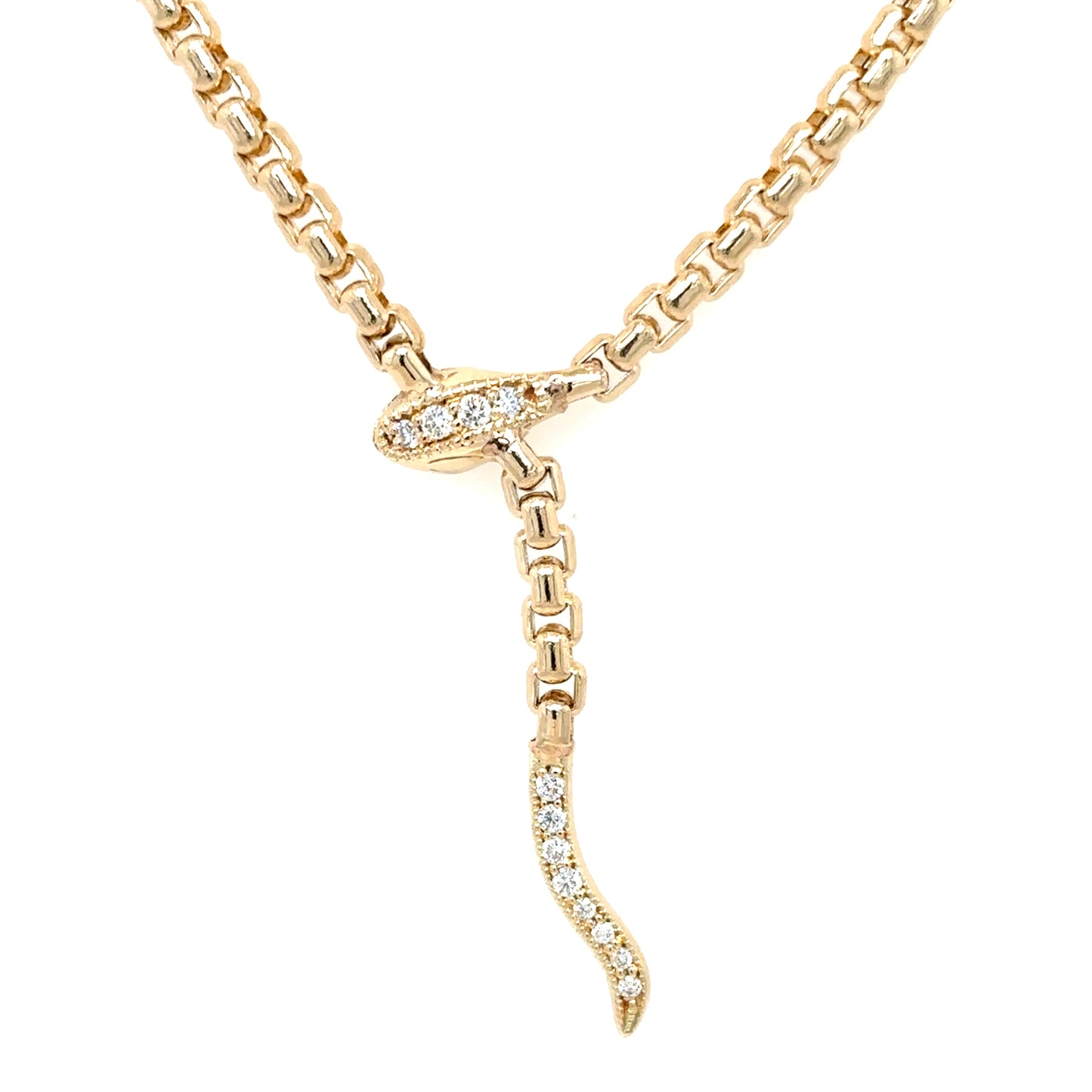 Zoë Chicco 14k Gold Pave Diamond Serpent Box Chain Necklace