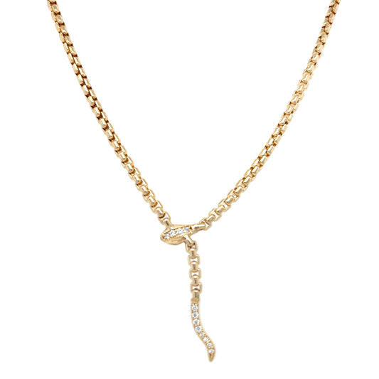 Zoë Chicco 14k Gold Pave Diamond Serpent Box Chain Necklace