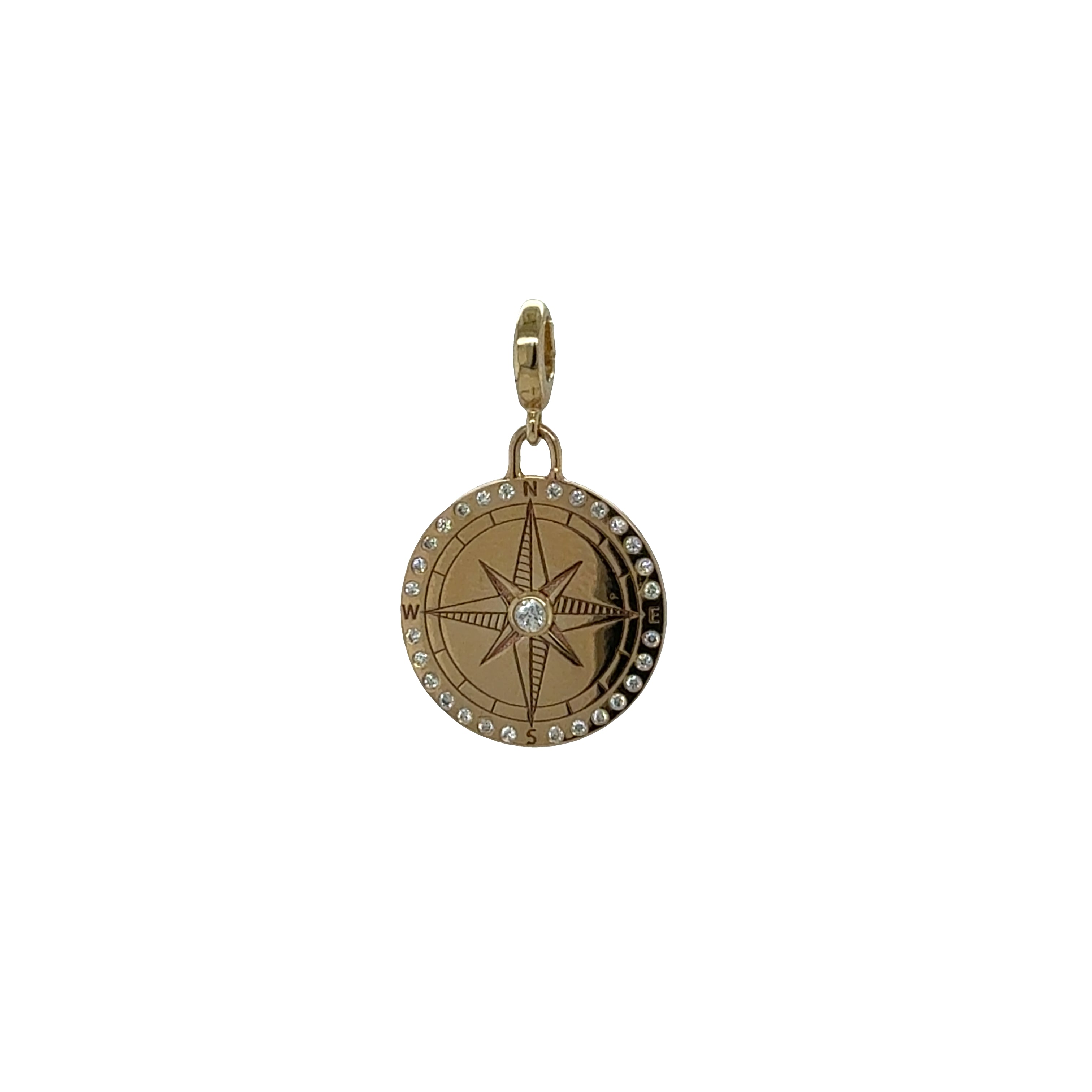 Zoë Chicco 14K Small Compass Medallion Charm Pendant with Diamond