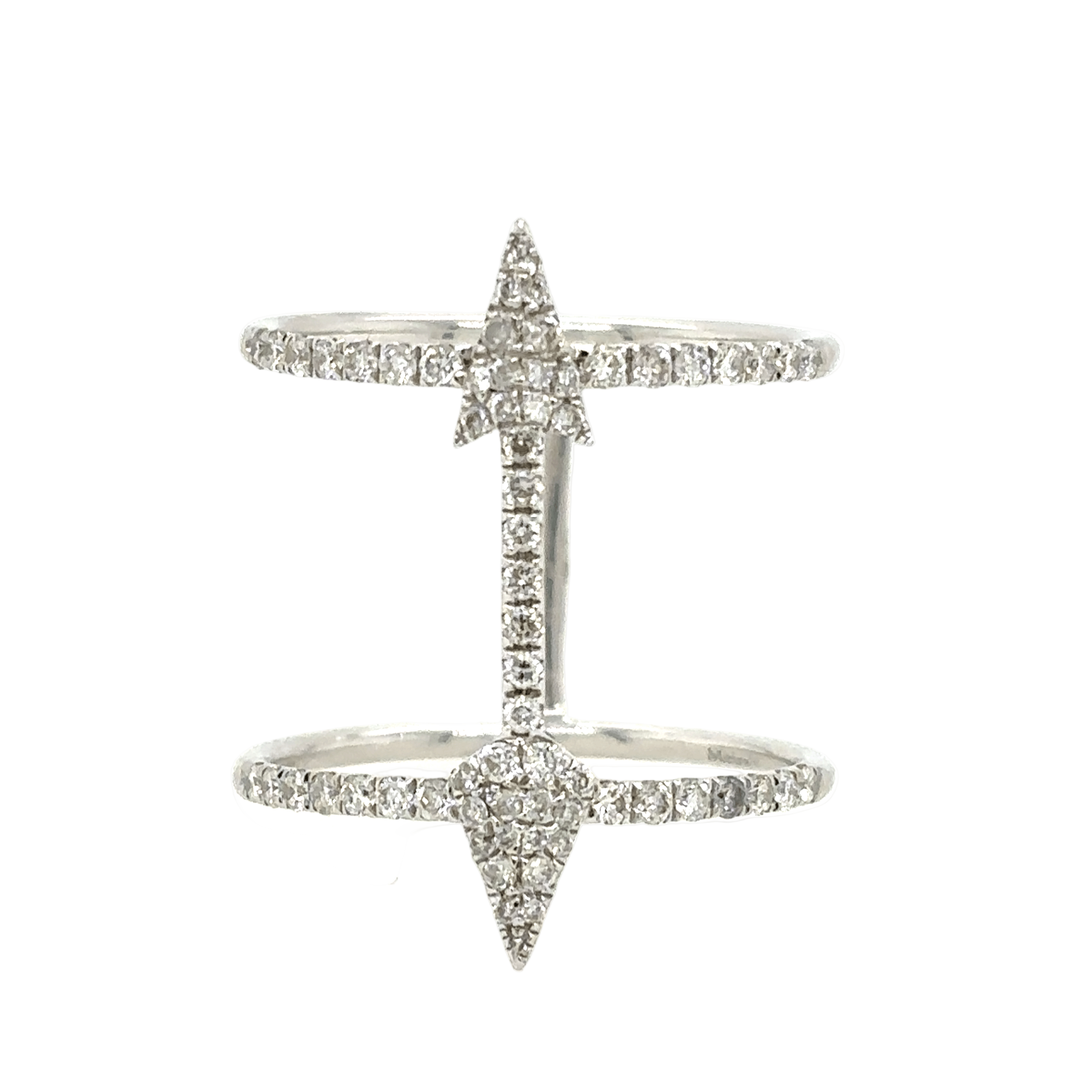 Meira T 14KT White Gold Diamond Double Band Arrow Ring