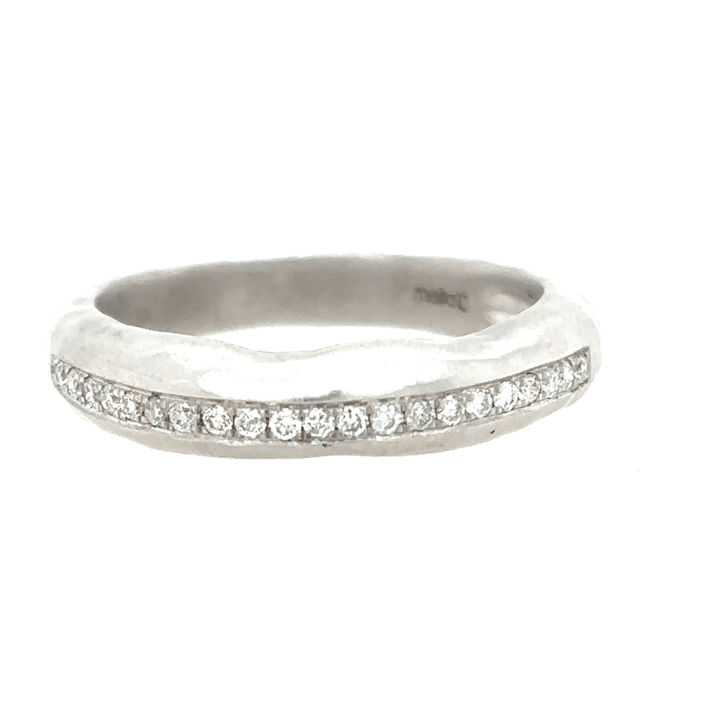 Meira T 14KT White Gold Diamond Hammered Band