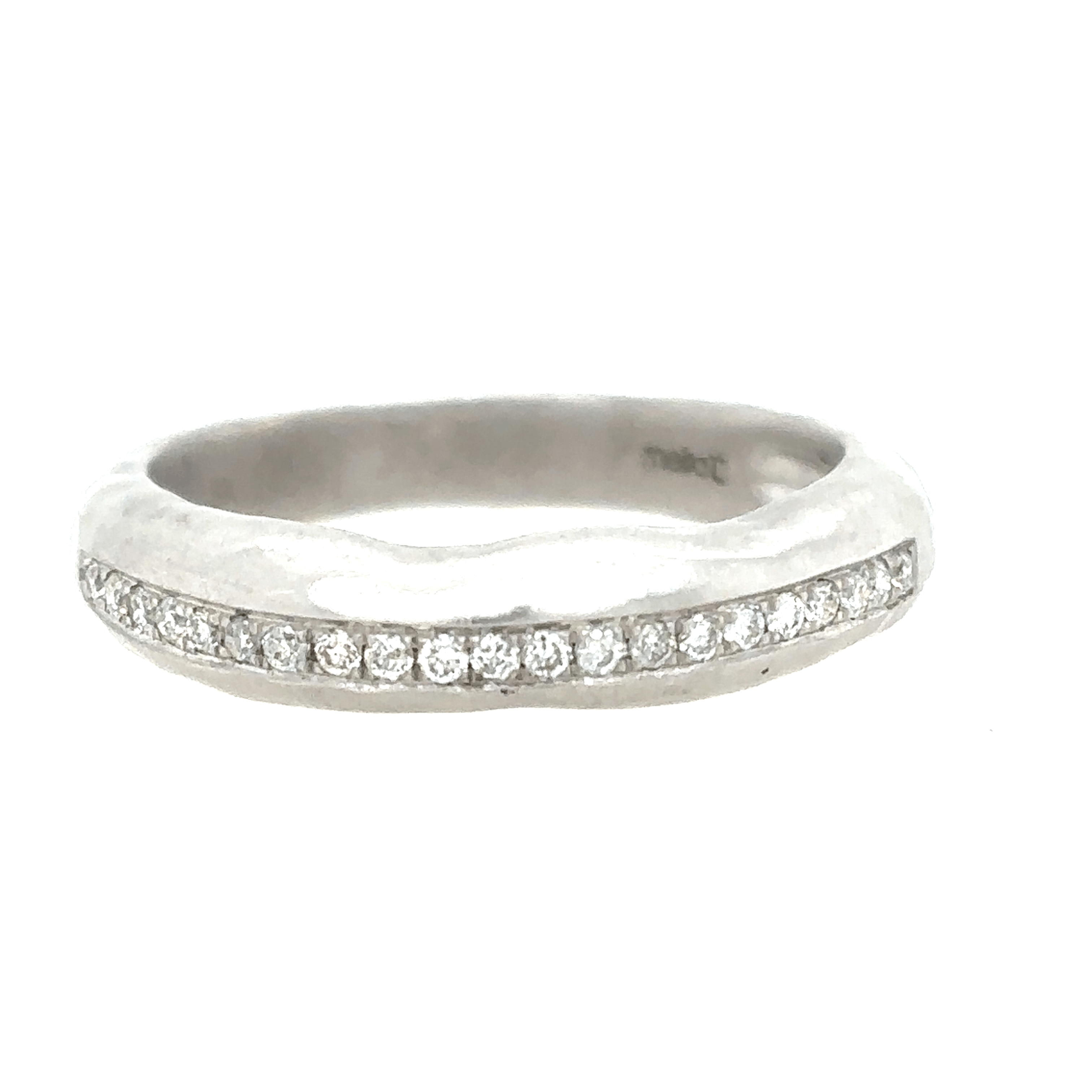 Meira T 14KT White Gold Diamond Hammered Band