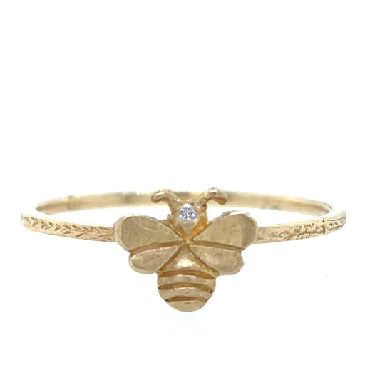 Victoria Cunningham 14KT Matte Gold Diamond Bee Ring
