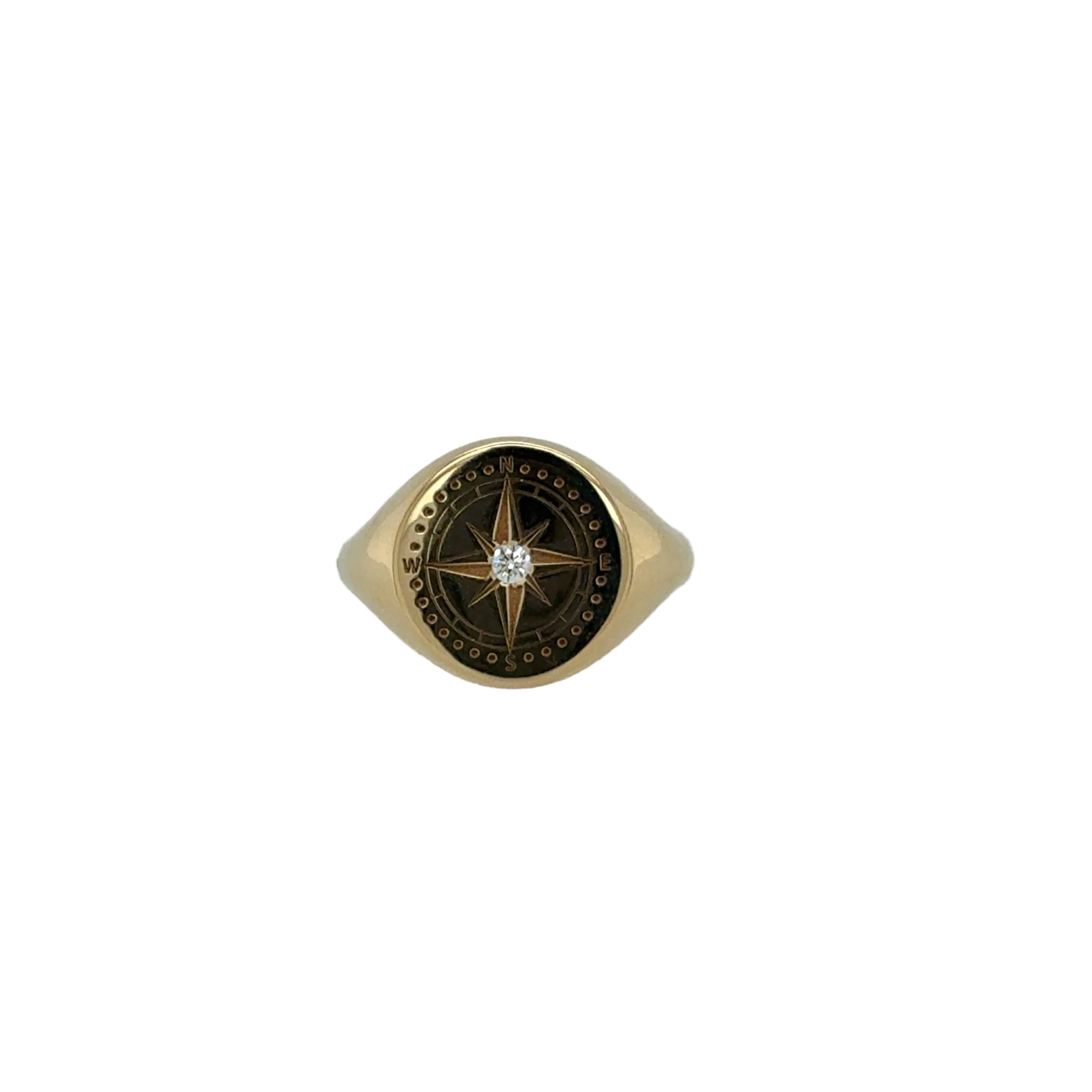 Zoë Chicco 14K Diamond Compass Signet Ring