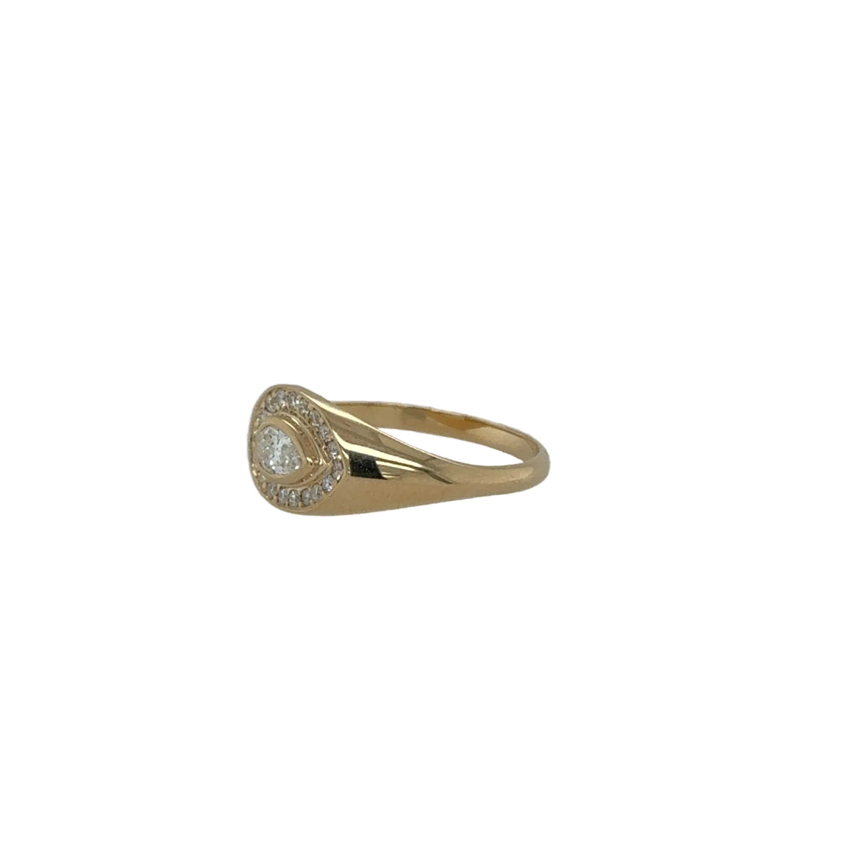Zoë Chicco 14K Pear-Shaped Diamond Halo Signet-Style Ring
