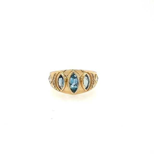 Celine Daoust 14kt Aquamarine and Diamond Moon Ring