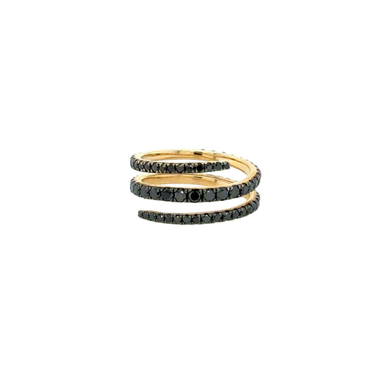 14KT Triple-Row Black Diamond Ring