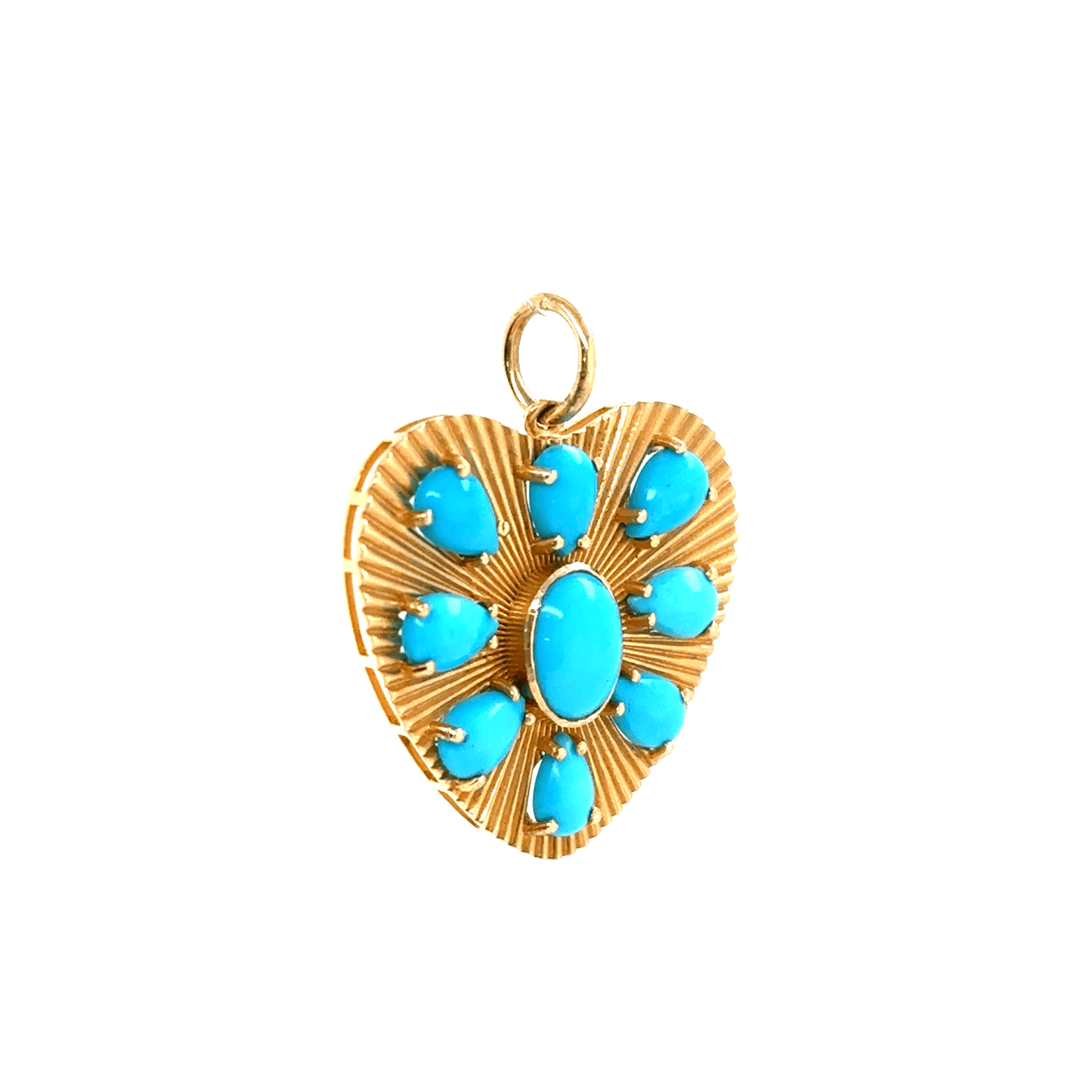 Vintage Collections 14k Nine Oval Turquoise Heart Charm