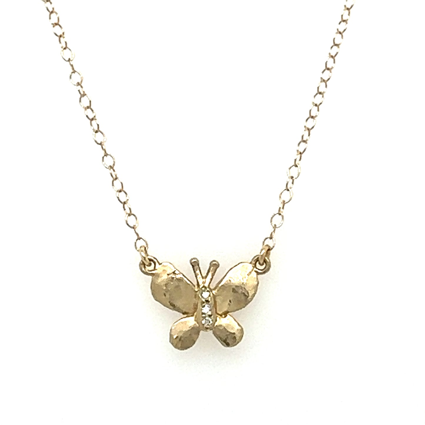 Victoria Cunningham 14kt Gold and Diamond Butterfly Necklace