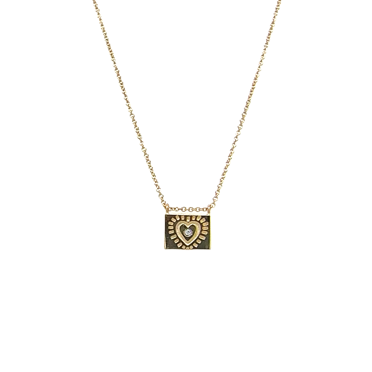 Aili 14K Heart Postcard Charm Necklace