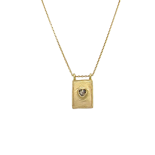 Aili 14K Rectangular "Oak" Heart Necklace