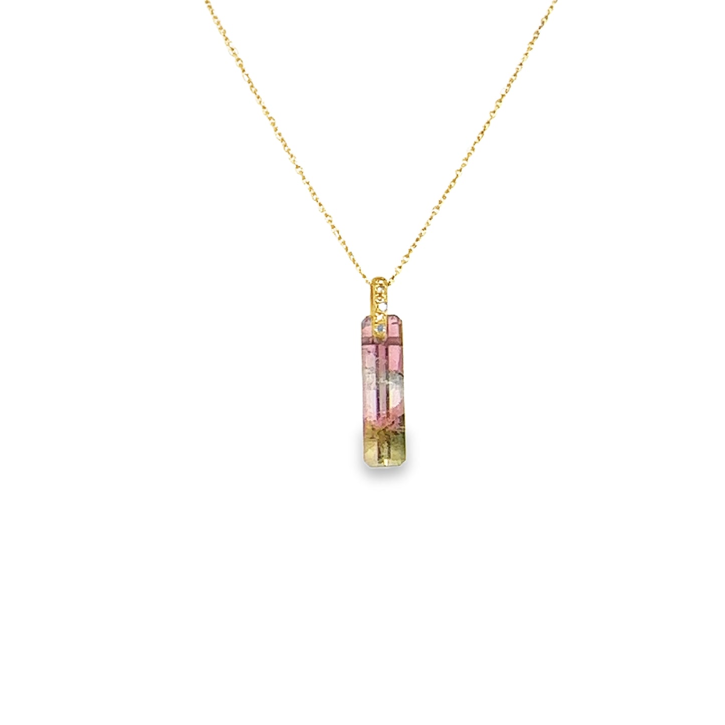 Monaka 18K Bicolor Tourmaline and Diamond Charm