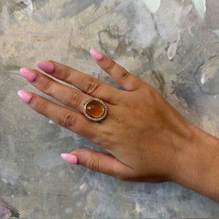 14KT Yellow Aquamarine and Diamond Ring