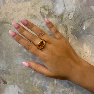 14KT Emerald-Cut Citrine Ring
