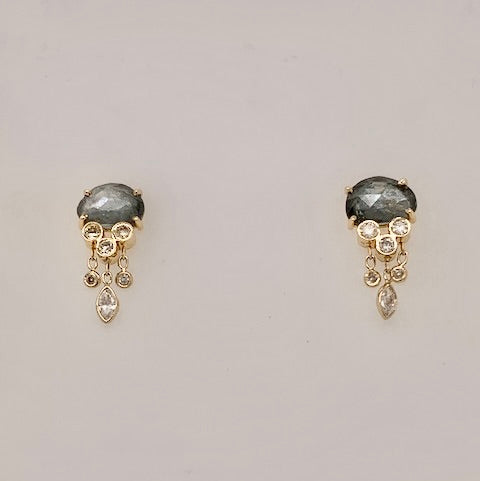 Celine D'aoust 14kt Yellow Gold Jellyfish Taupe Tourmaline and Diamond Earrings