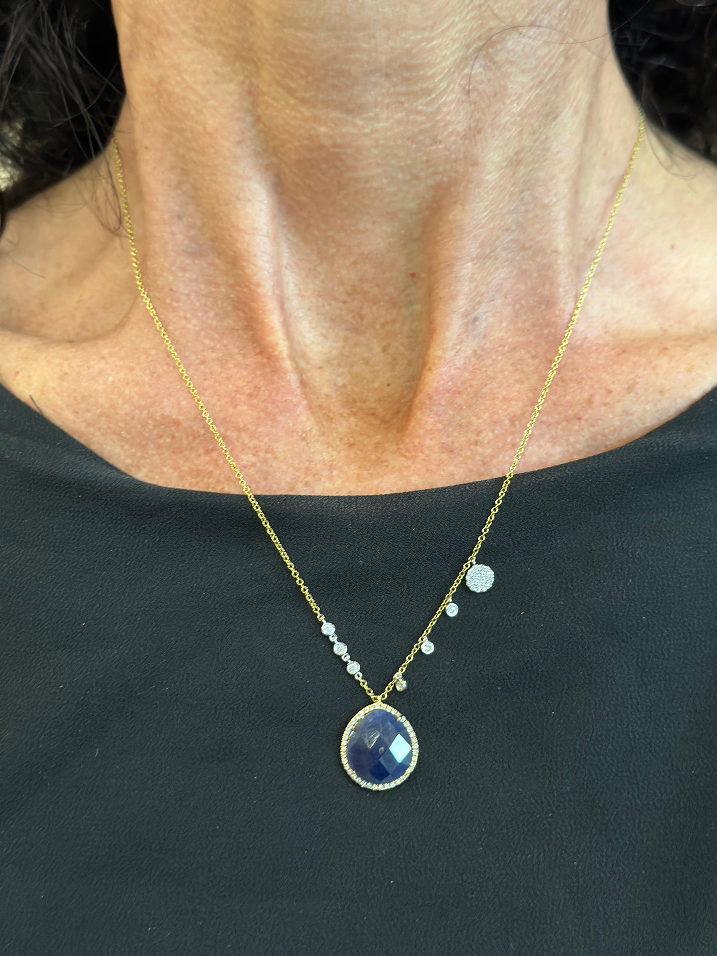 Meira T 14ky Sapphire Slice Necklace with Diamond Accents