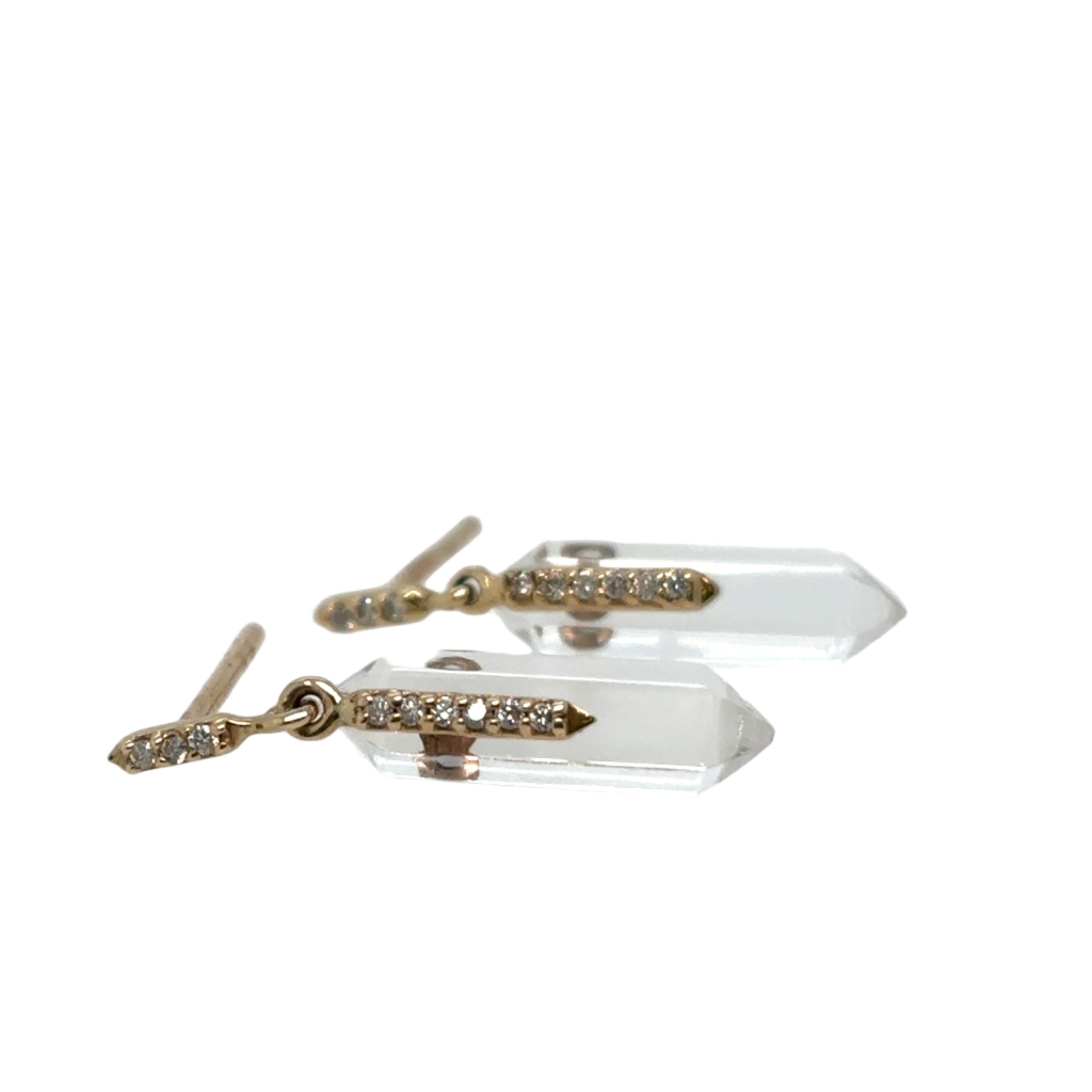 Pascale Monvoisin 9KT Moon N2 Quartz and Diamond Earrings