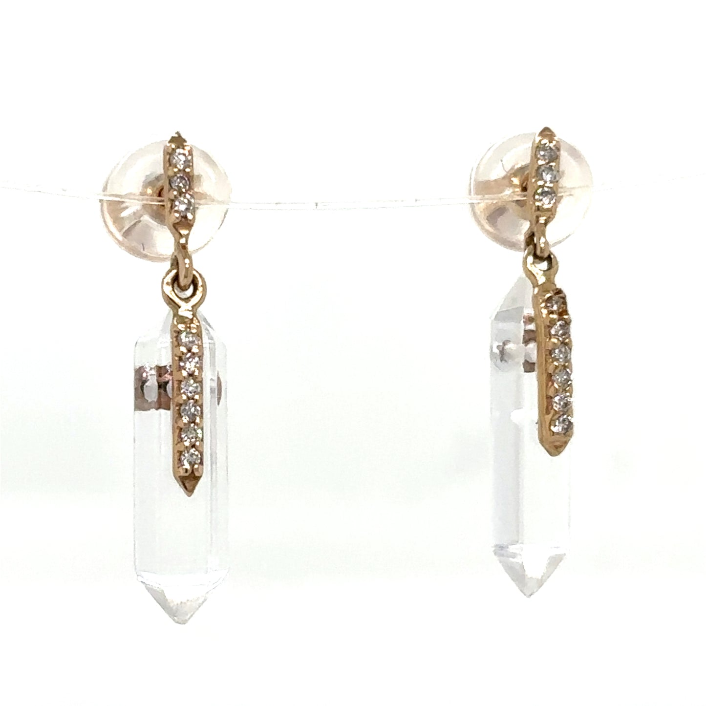Pascale Monvoisin 9KT Moon N2 Quartz and Diamond Earrings