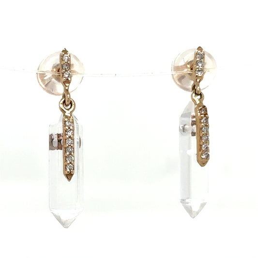 Pascale Monvoisin 9KT Moon N2 Quartz and Diamond Earrings