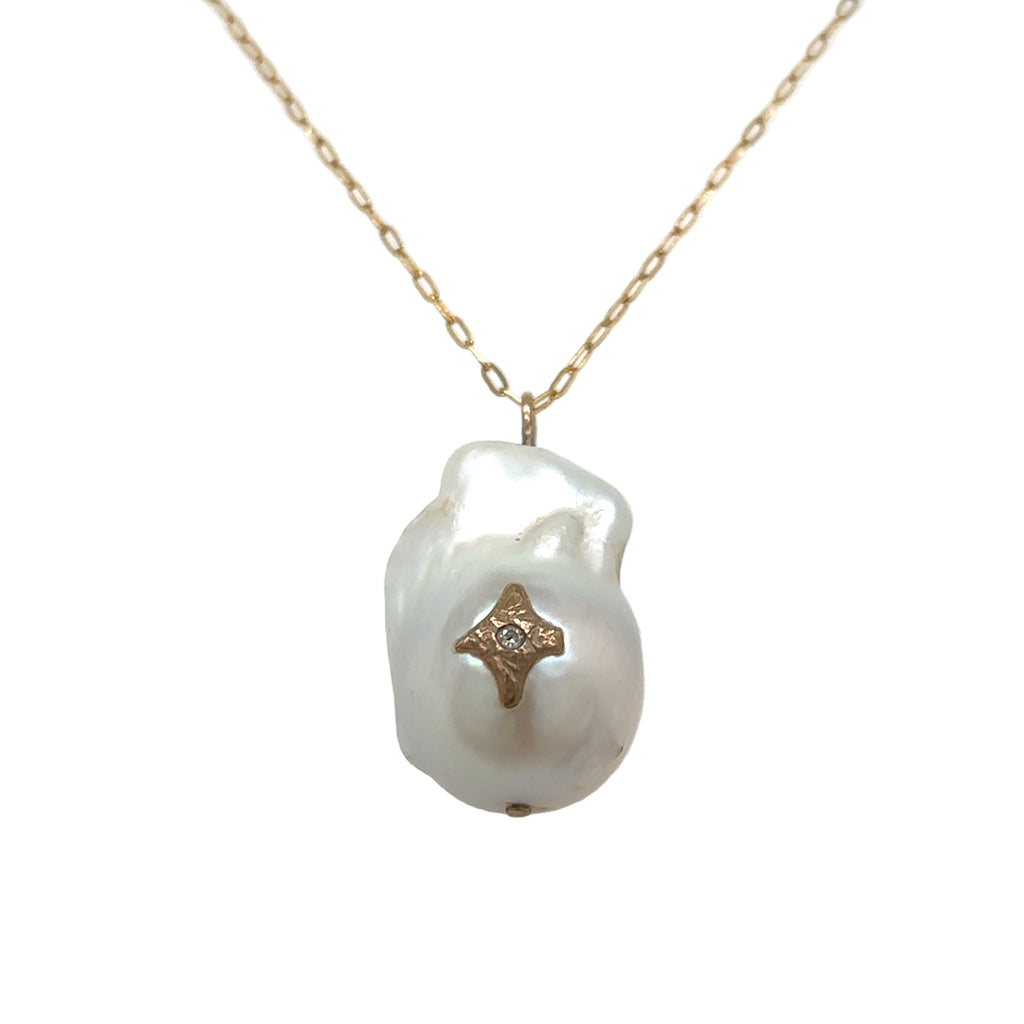 Pascale Monvoisin 9KT "Charlie" Baroque Pearl with Diamond Necklace