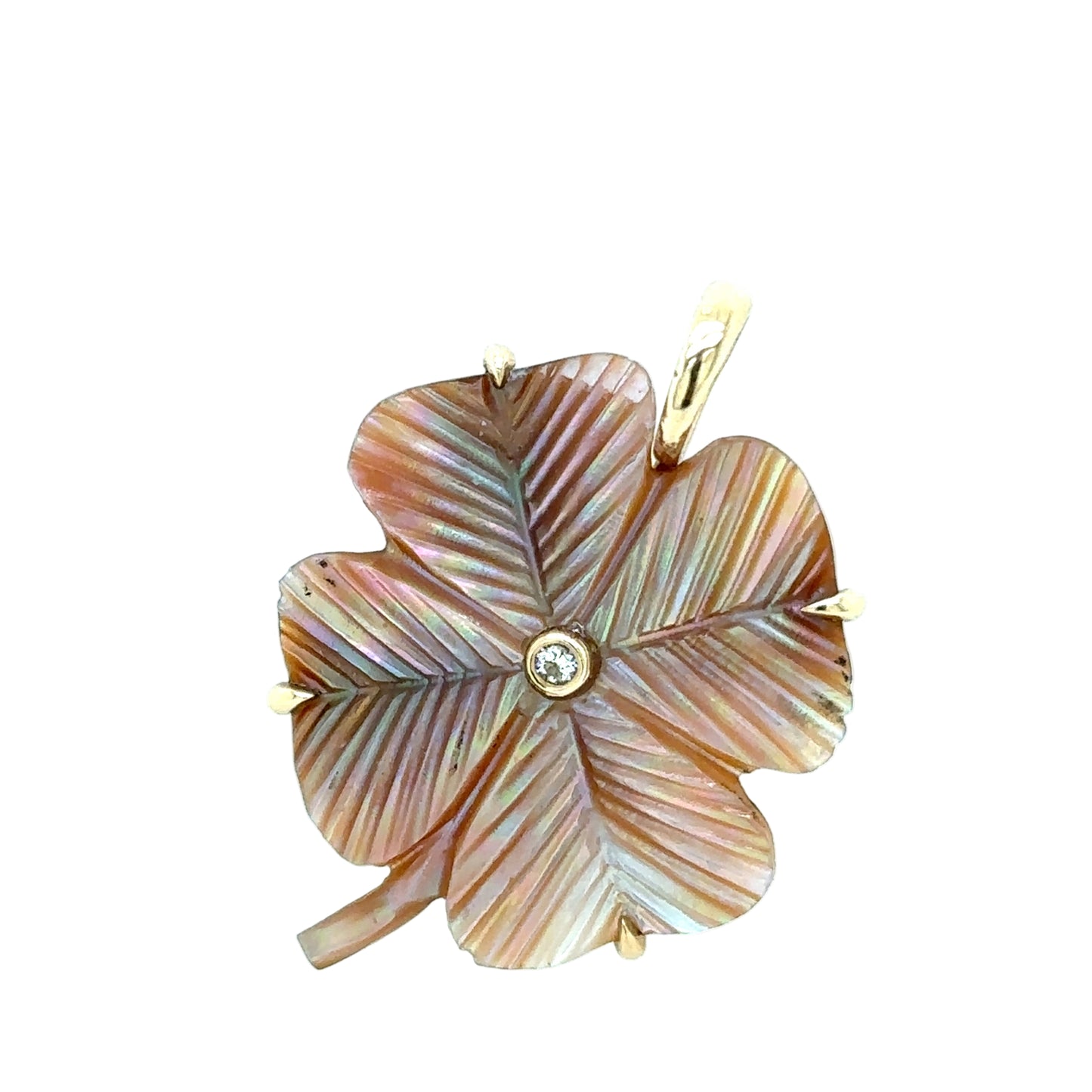 Maura Green 14KT Golden Mother-of-Pearl Clover Charm