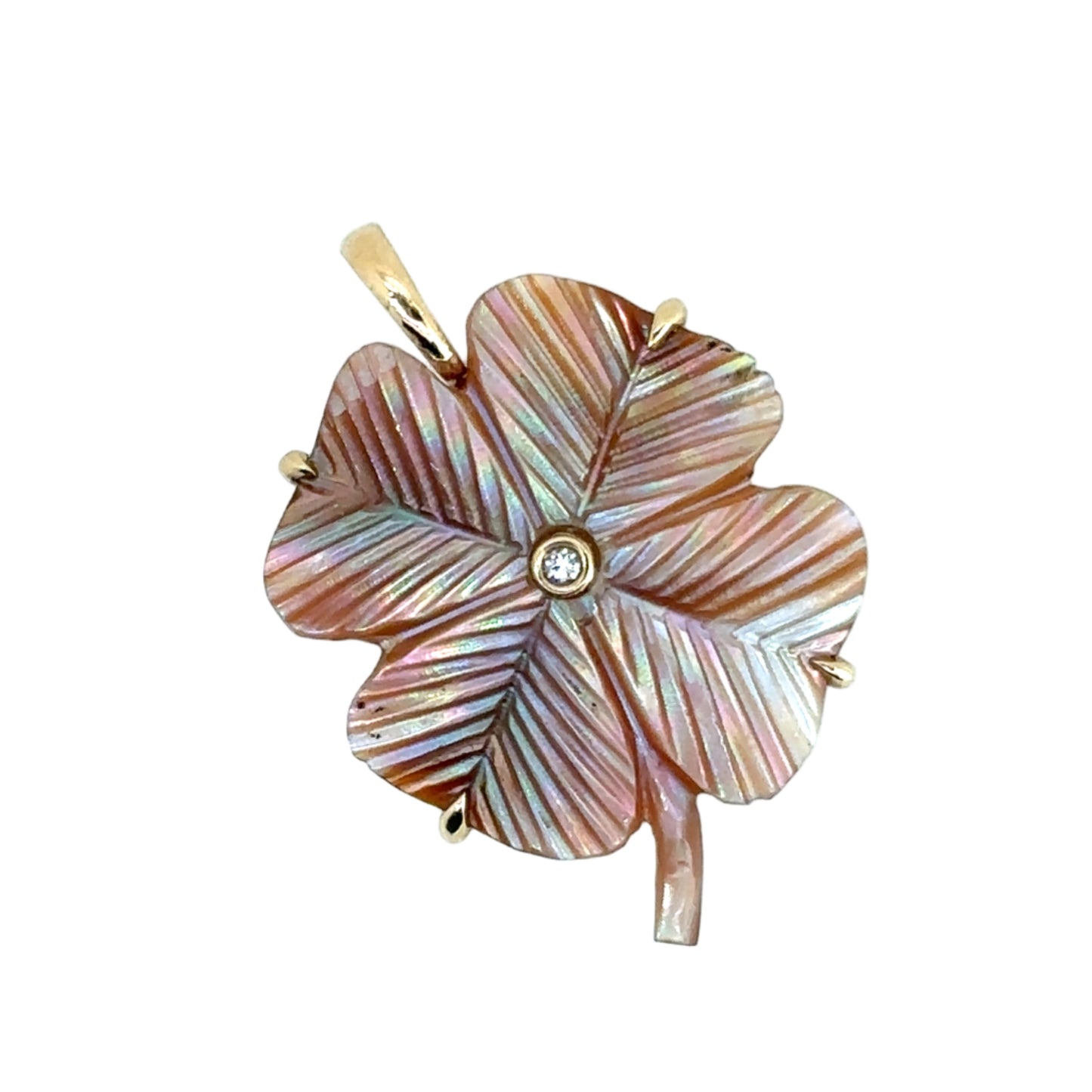 Maura Green 14KT Golden Mother-of-Pearl Clover Charm