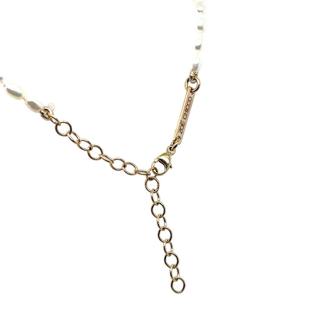 Zoë Chicco 14k Graduated Diamonds Bezel Rice Pearl Necklace