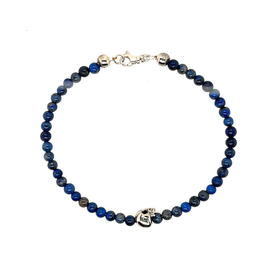 Maura Green Sterling Silver Lapis Bead Skull Bracelet
