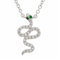 14kt Diamond and Tsavorite Small Snake Necklace