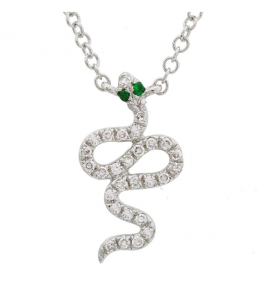 14kt Diamond and Tsavorite Small Snake Necklace