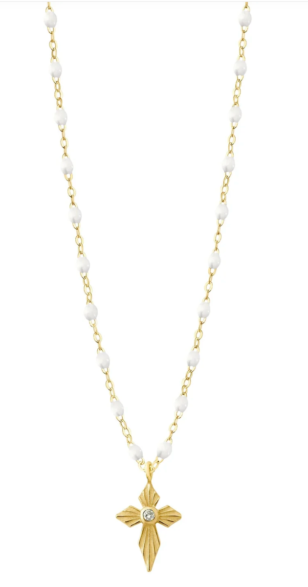 Gigi Clozeau 18kt Classic Croix Lumière Diamond and Resin Necklace