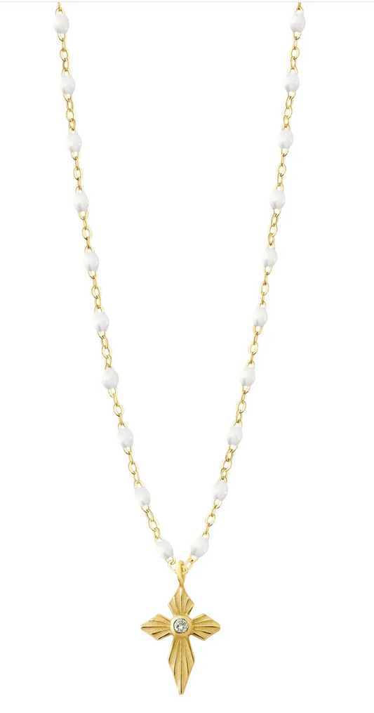 Gigi Clozeau 18kt Classic Croix Lumière Diamond and Resin Necklace