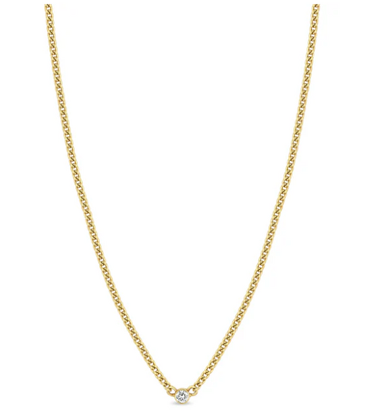 Zoë Chicco 14k Diamond Bezel XS Curb Chain Necklace