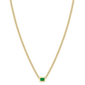 Zoë Chicco 14k Emerald Cut Emerald Bezel XS Curb Chain Necklace