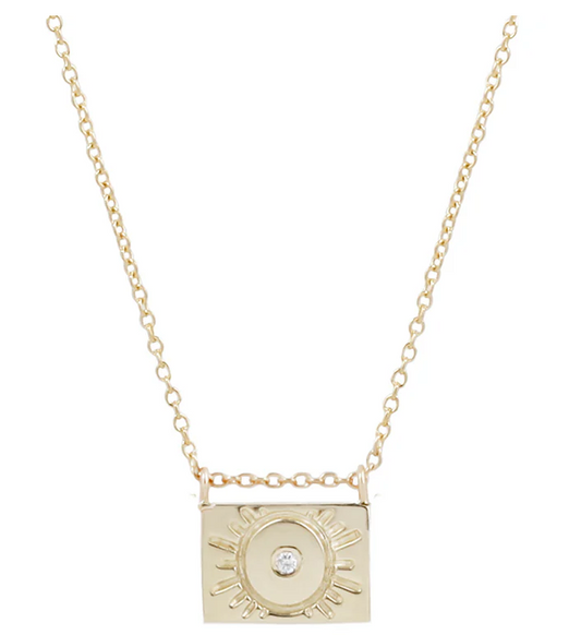 Aili 14K Sun Postcard Charm Necklace