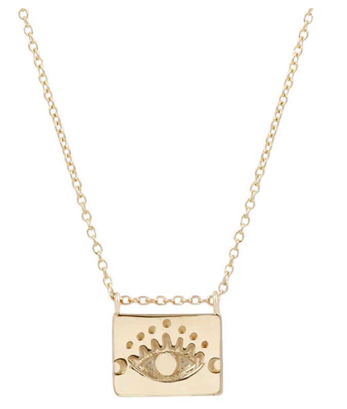 Aili 14K Eye Postcard Charm Necklace