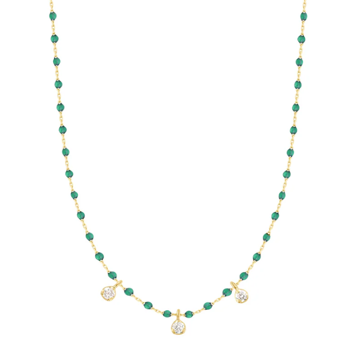 Gigi Clozeau 18kt Mini 3 Diamond Resin Necklace