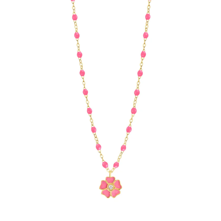 Gigi Clozeau 18kt Diamond Flower Resin Necklace