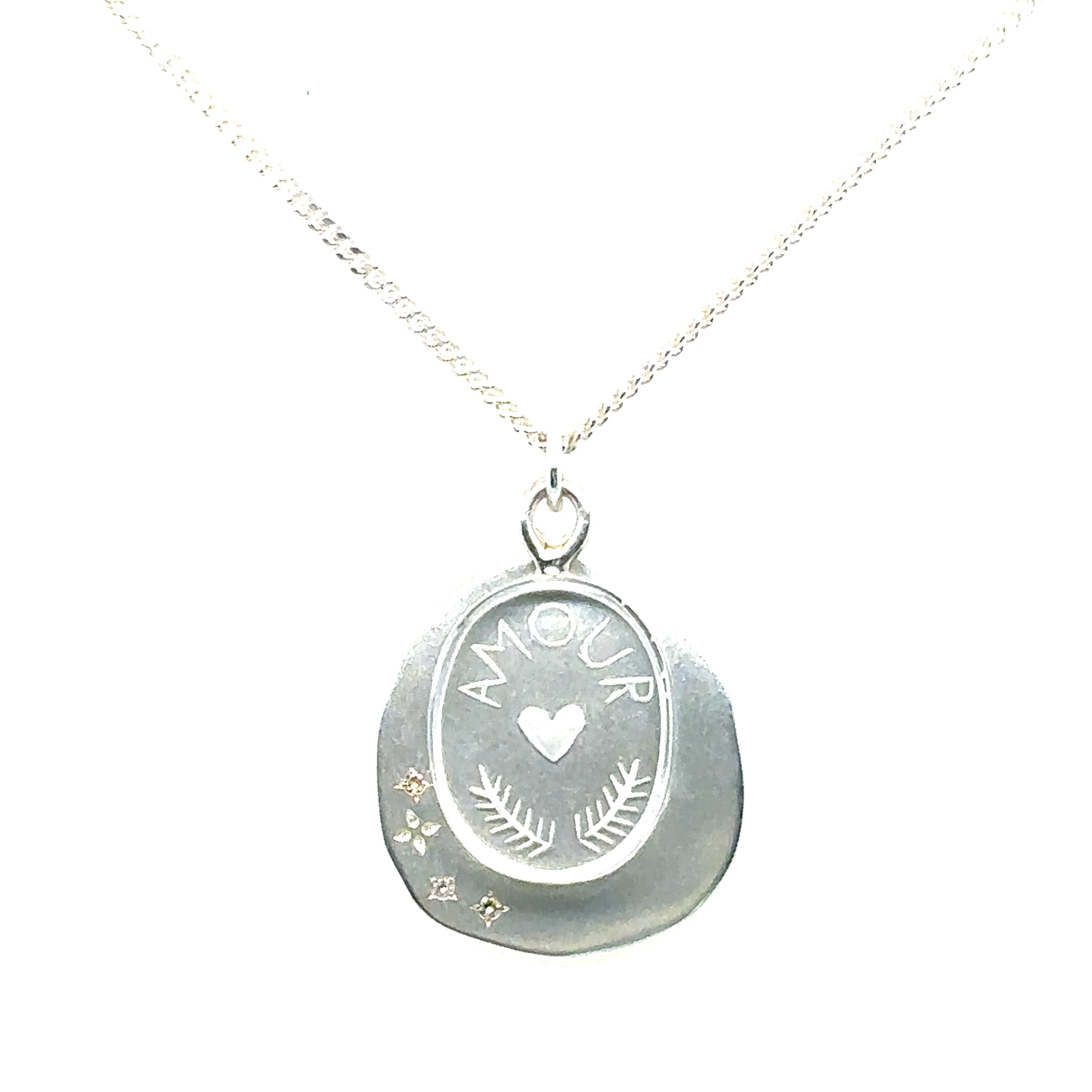 Pascale Monvoinsin Sterling Silver L'AMOUR Quartz and Diamond Necklace