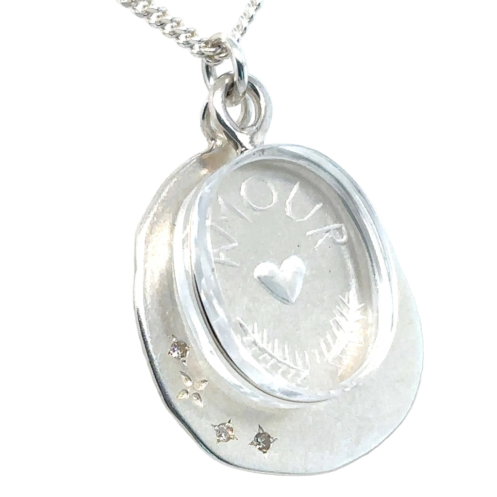 Pascale Monvoinsin Sterling Silver L'AMOUR Quartz and Diamond Necklace