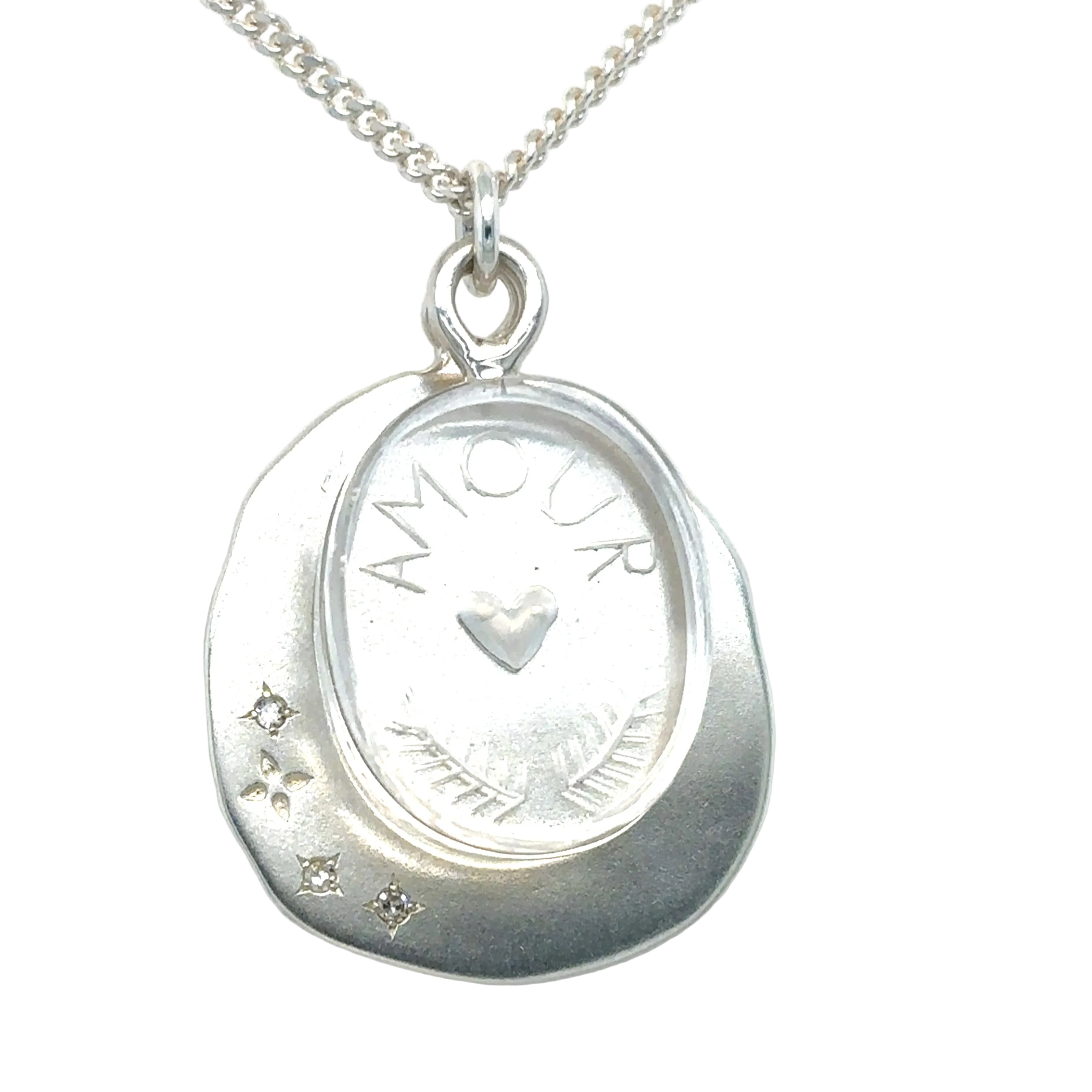 Pascale Monvoinsin Sterling Silver L'AMOUR Quartz and Diamond Necklace