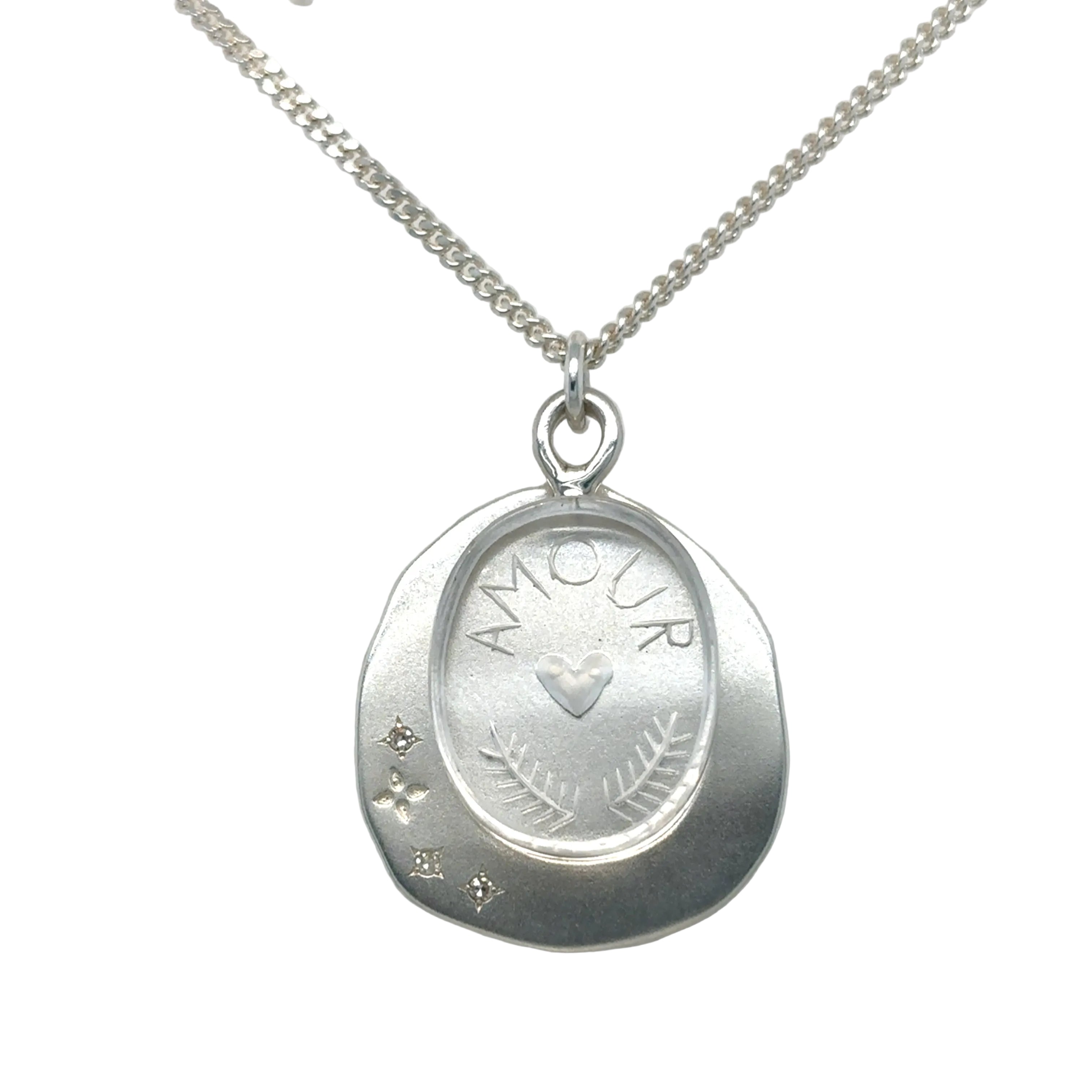 Pascale Monvoinsin Sterling Silver L'AMOUR Quartz and Diamond Necklace