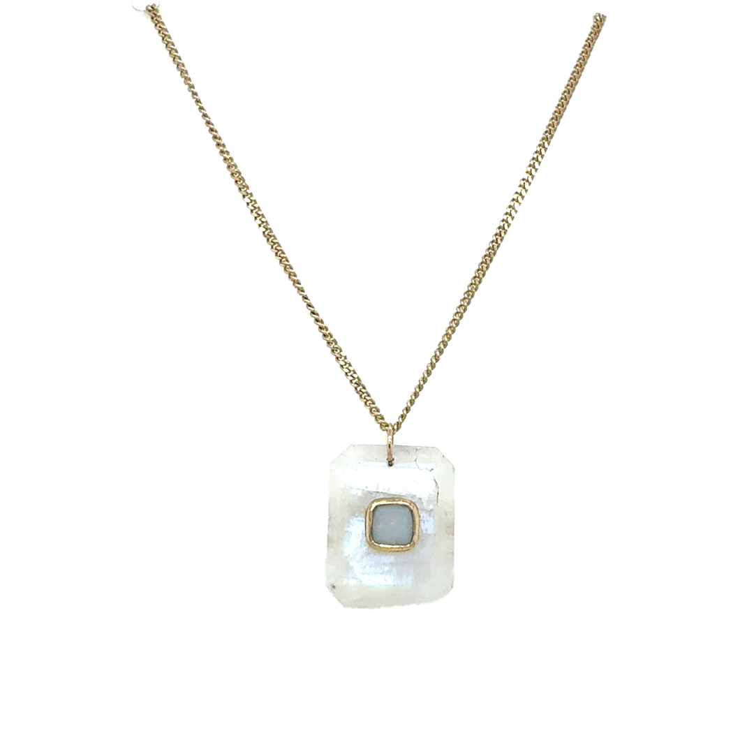 Pascale Monvoisin 9K Moonstone and Opal Necklace