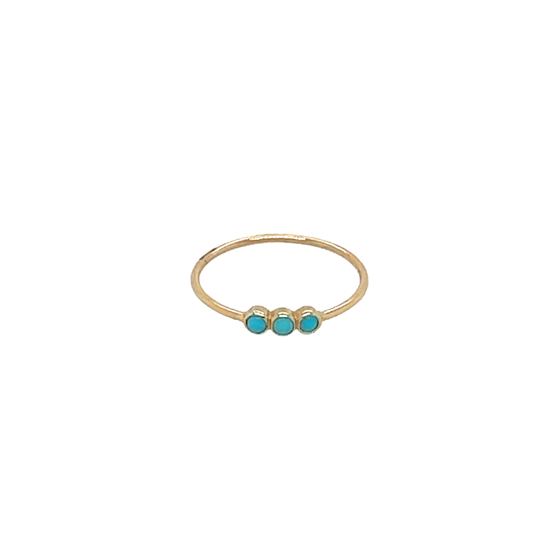 Zoë Chicco 14kt Three-Stone Turquoise and Gold Ring