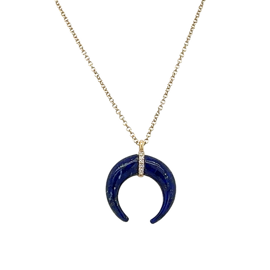 14kt Lapis and Diamond Horn Necklack