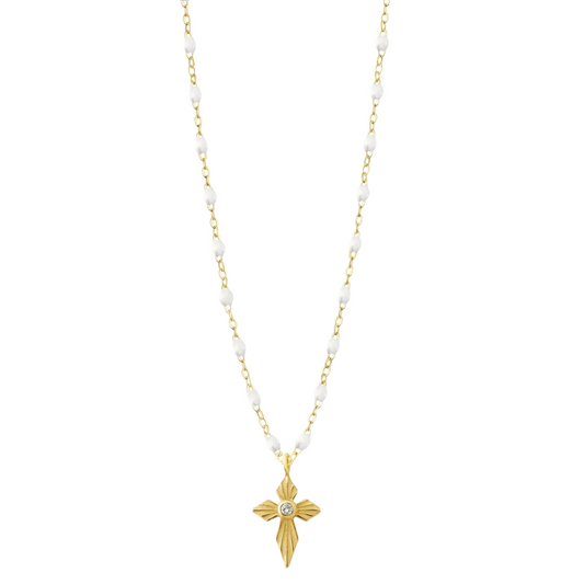 Gigi Clozeau 18kt Classic Croix Lumière Diamond and Resin Necklace