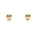 14kt Skull Studs with Emerald Eyes