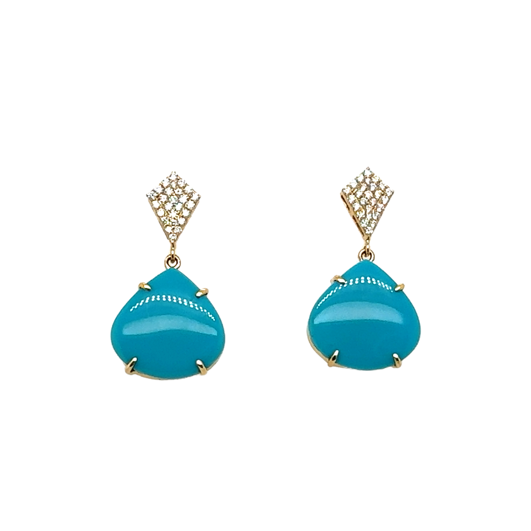 18k Turquoise and Diamond Drop Earrings